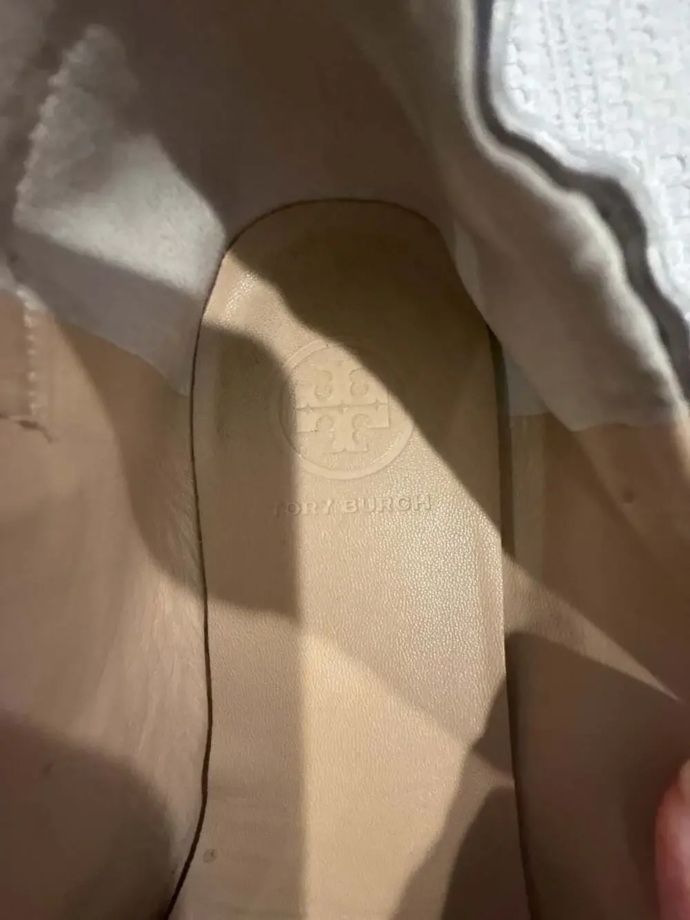 Tory Burch Reva Metallic Silver Leather Ballet Flats